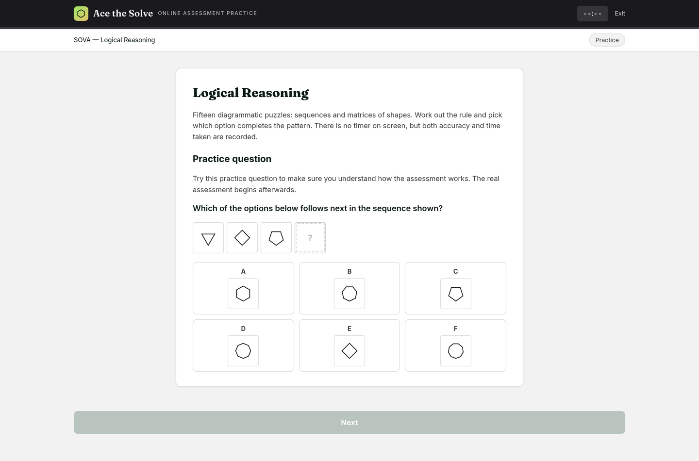 SOVA Logical: a pattern puzzle with six answer cells.